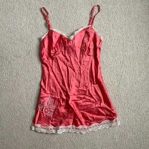 100% silk Y2K "going out top" spaghetti strap camisole in coral/pink Small